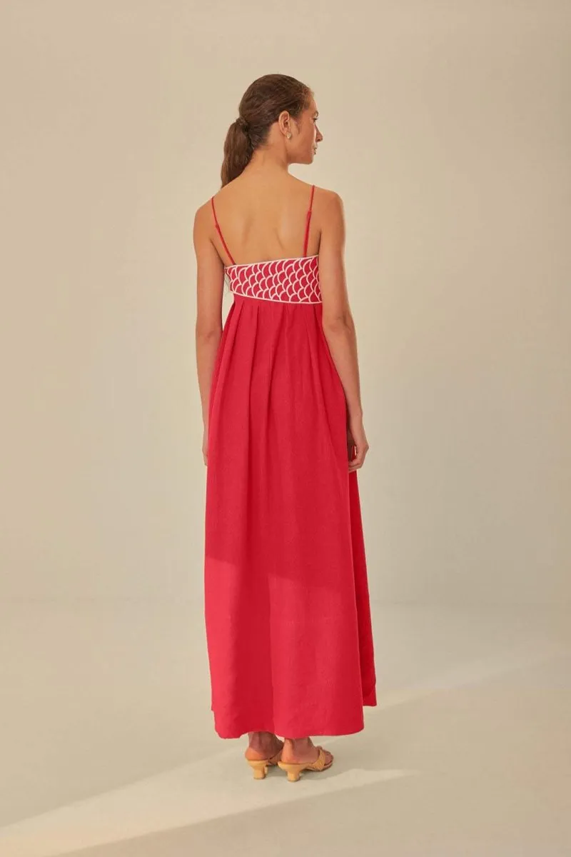 Eileen Goldfish Embroidered Maxi Slip Dress