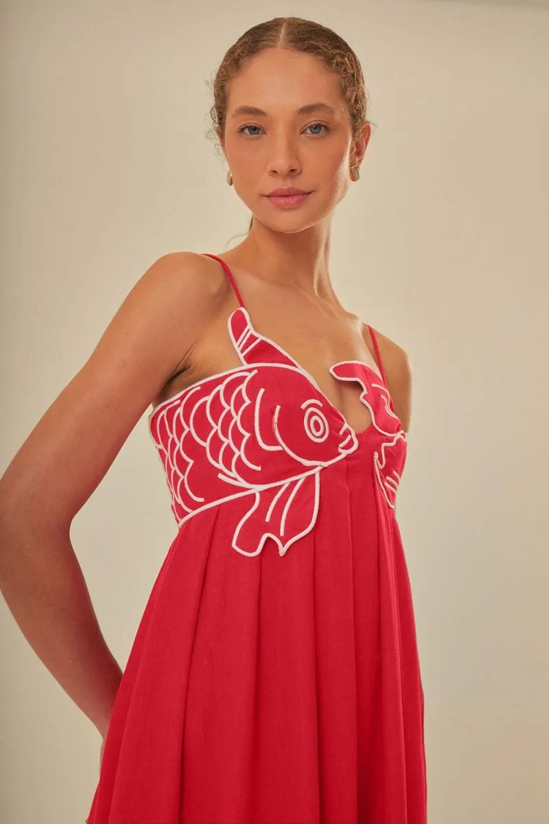 Eileen Goldfish Embroidered Maxi Slip Dress