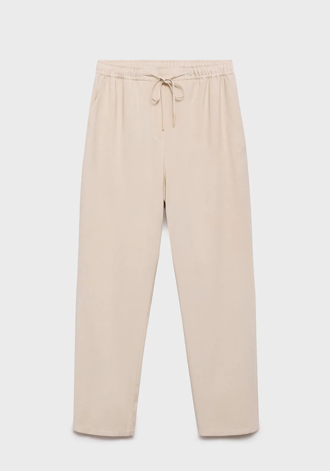 Elastic waist flowy trousers - Light Beige