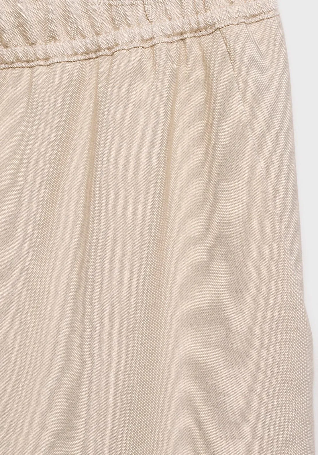 Elastic waist flowy trousers - Light Beige