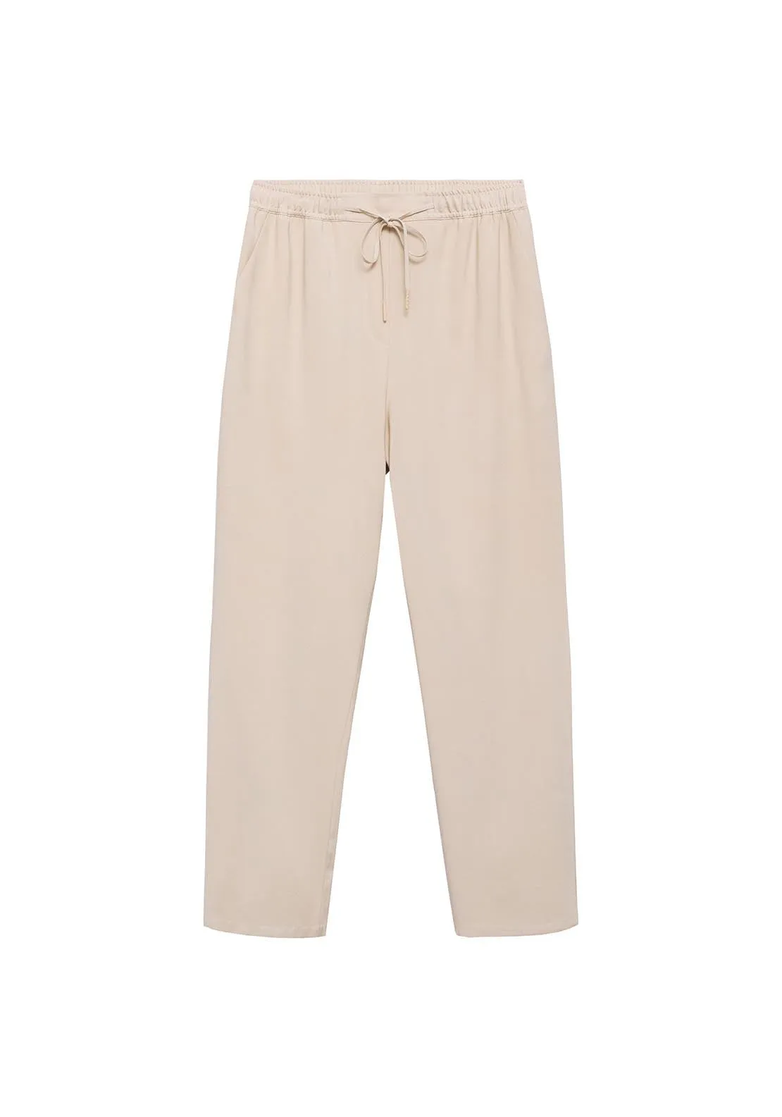 Elastic waist flowy trousers - Light Beige