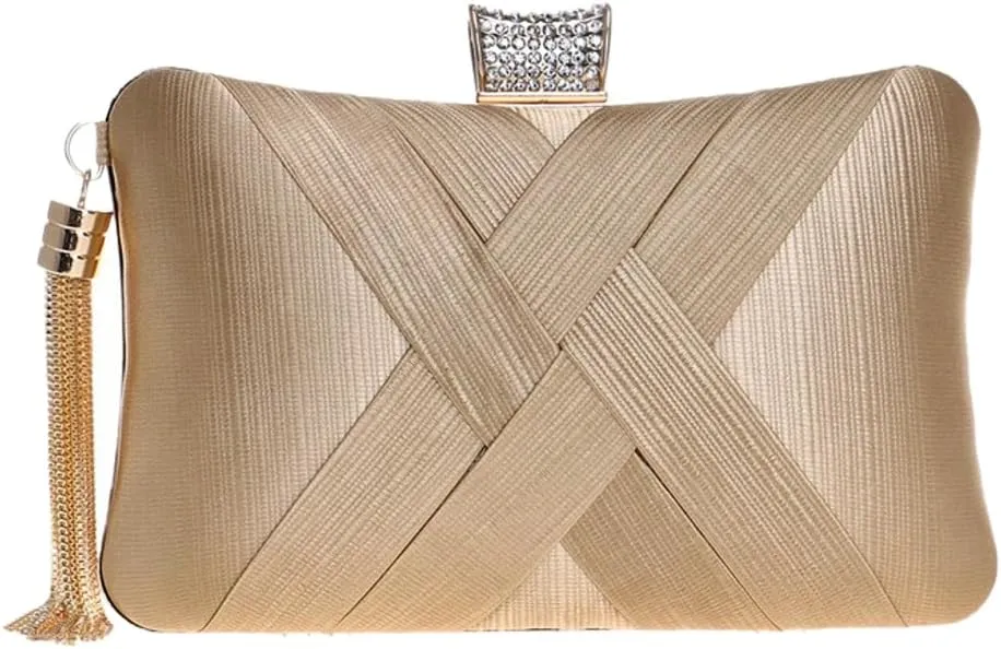 Elegant Fringe Evening Bag for Women, Luxury Glitter Clutch, Party Wedding Prom Night Dress Accessory, Handbag with Chain