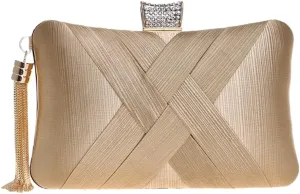 Elegant Fringe Evening Bag for Women, Luxury Glitter Clutch, Party Wedding Prom Night Dress Accessory, Handbag with Chain