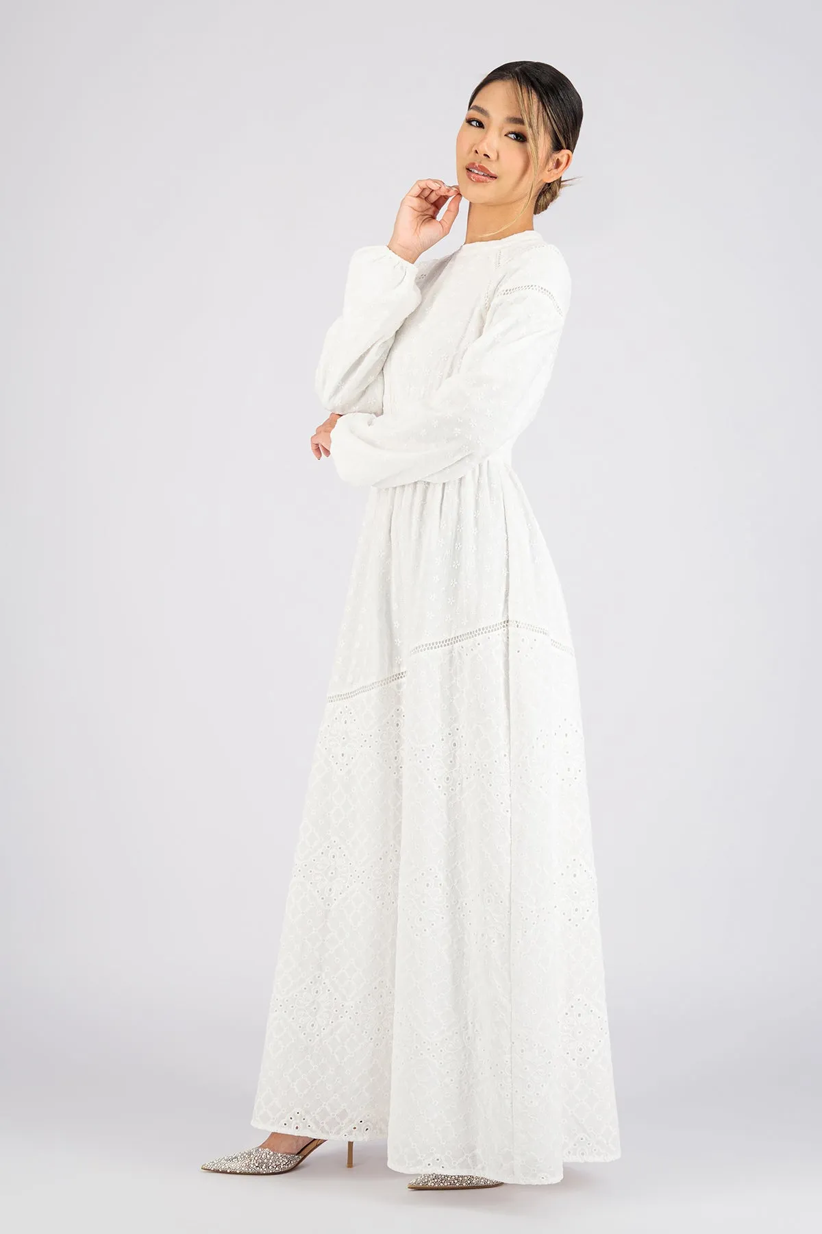 Embroidered Maxi Dress - White