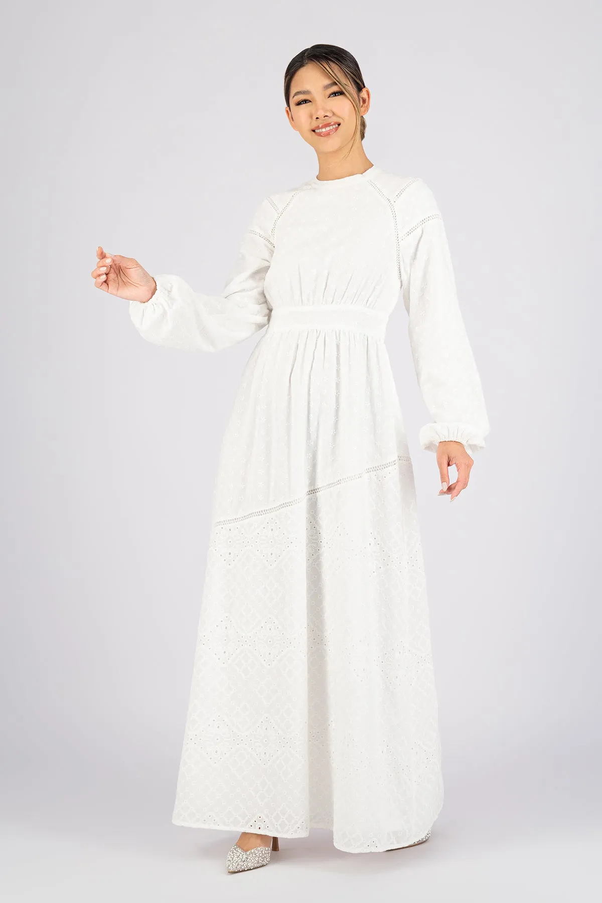 Embroidered Maxi Dress - White