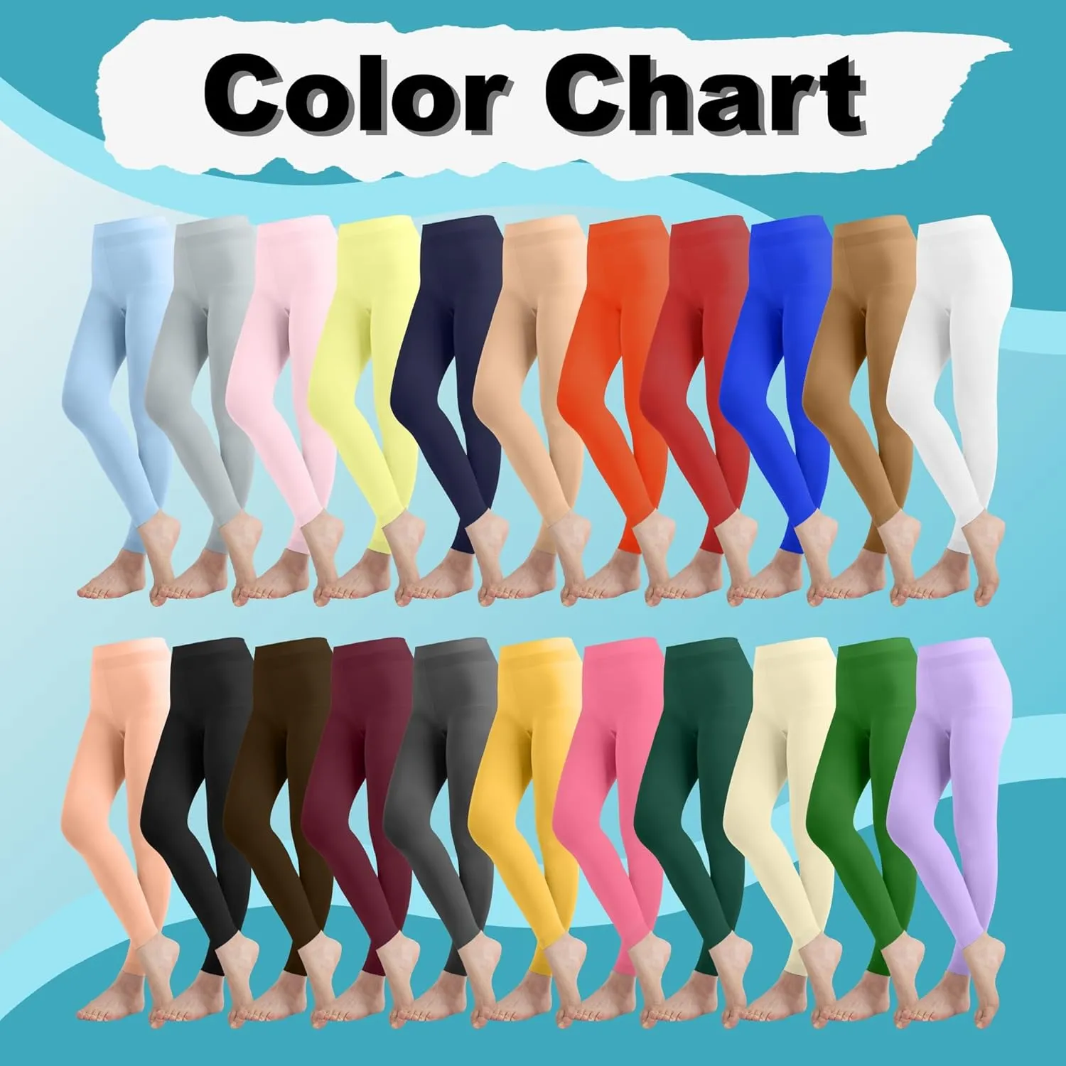 EMEM Apparel Women's Solid Colored Opaque Microfiber Footless Tights