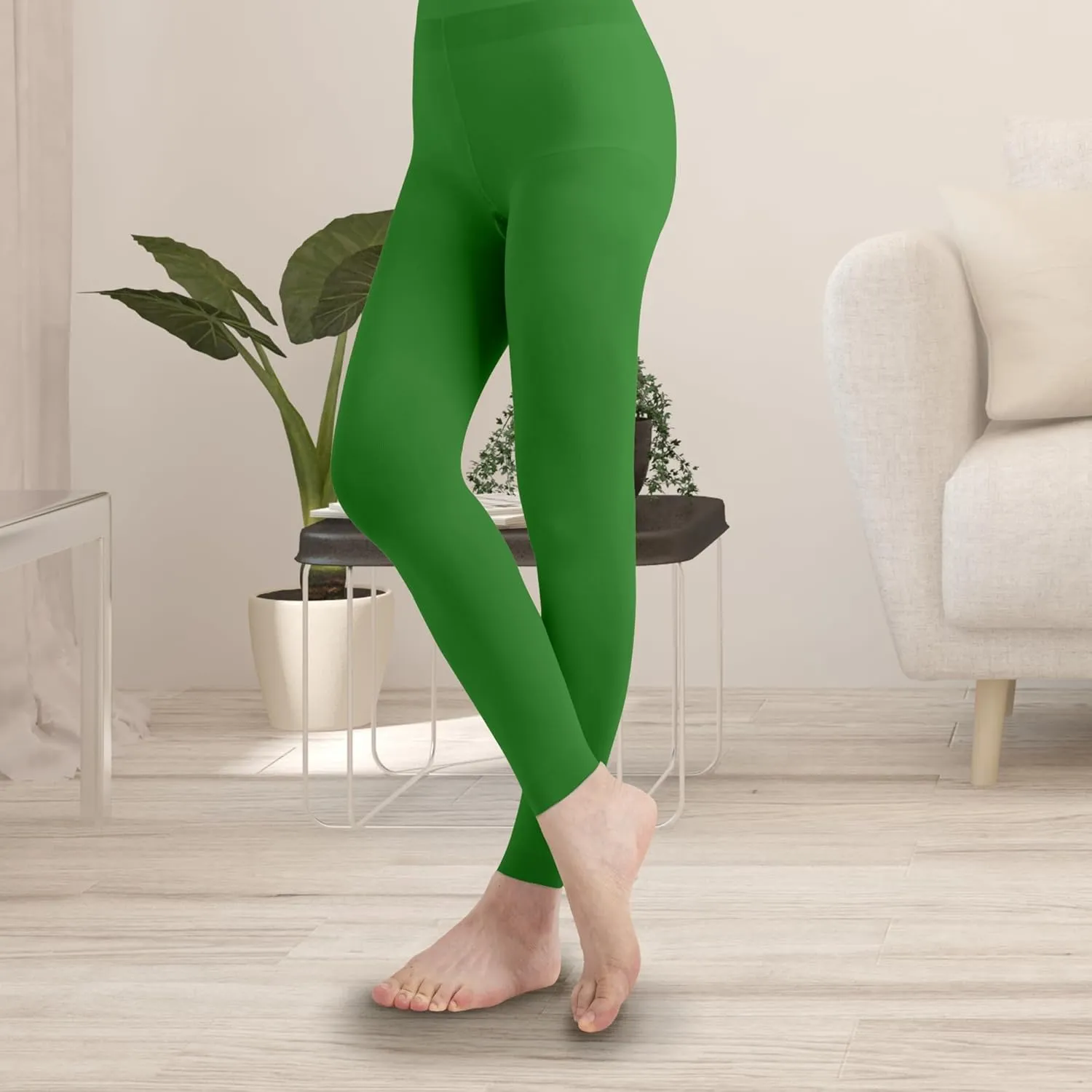 EMEM Apparel Women's Solid Colored Opaque Microfiber Footless Tights