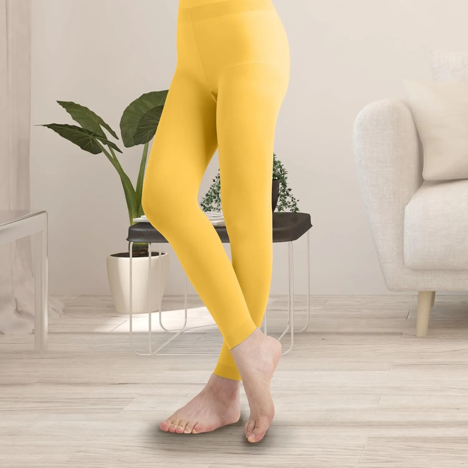 EMEM Apparel Women's Solid Colored Opaque Microfiber Footless Tights