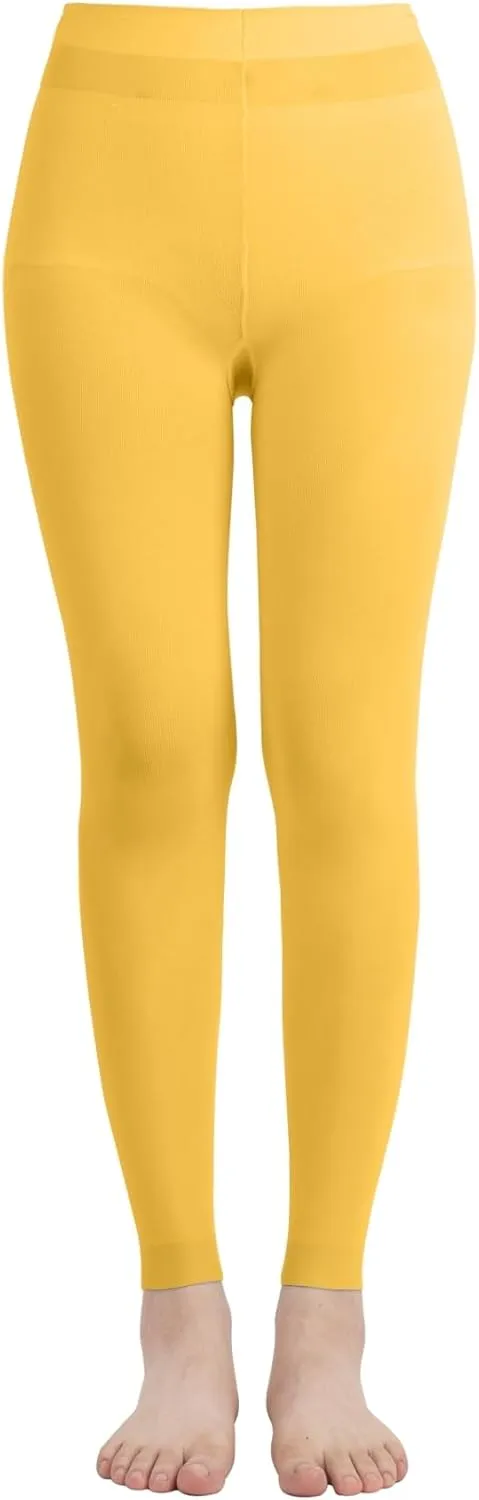 EMEM Apparel Women's Solid Colored Opaque Microfiber Footless Tights