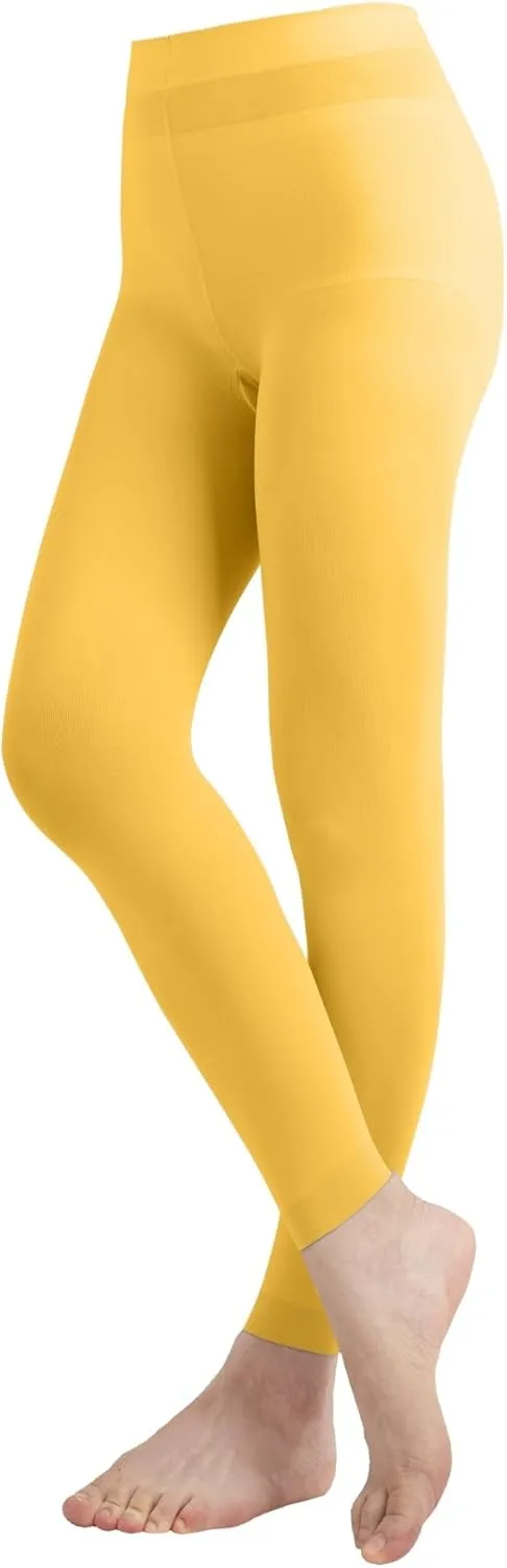EMEM Apparel Women's Solid Colored Opaque Microfiber Footless Tights