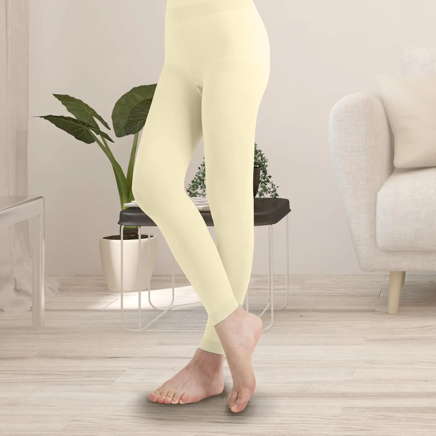 EMEM Apparel Women's Solid Colored Opaque Microfiber Footless Tights