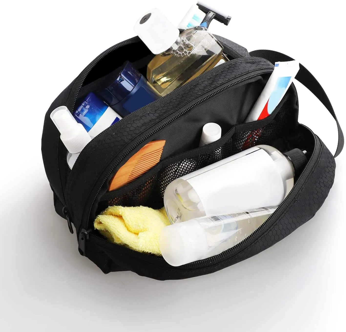 emissary Nylon Men's Toiletry Bag - Large Waterproof Shower Bag - Travel Toiletries Bag - Dopp Kitt for Men - Toiletry Bag for Men and Women - Shaving Bag for Men Travel (Black Water-Resistant)