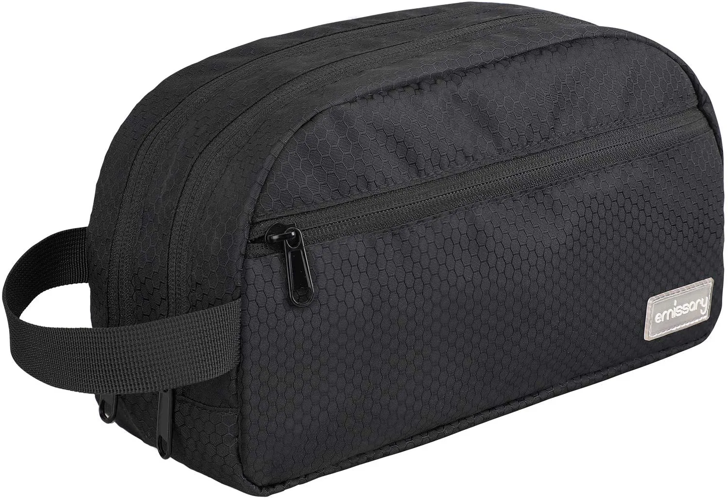 emissary Nylon Men's Toiletry Bag - Large Waterproof Shower Bag - Travel Toiletries Bag - Dopp Kitt for Men - Toiletry Bag for Men and Women - Shaving Bag for Men Travel (Black Water-Resistant)
