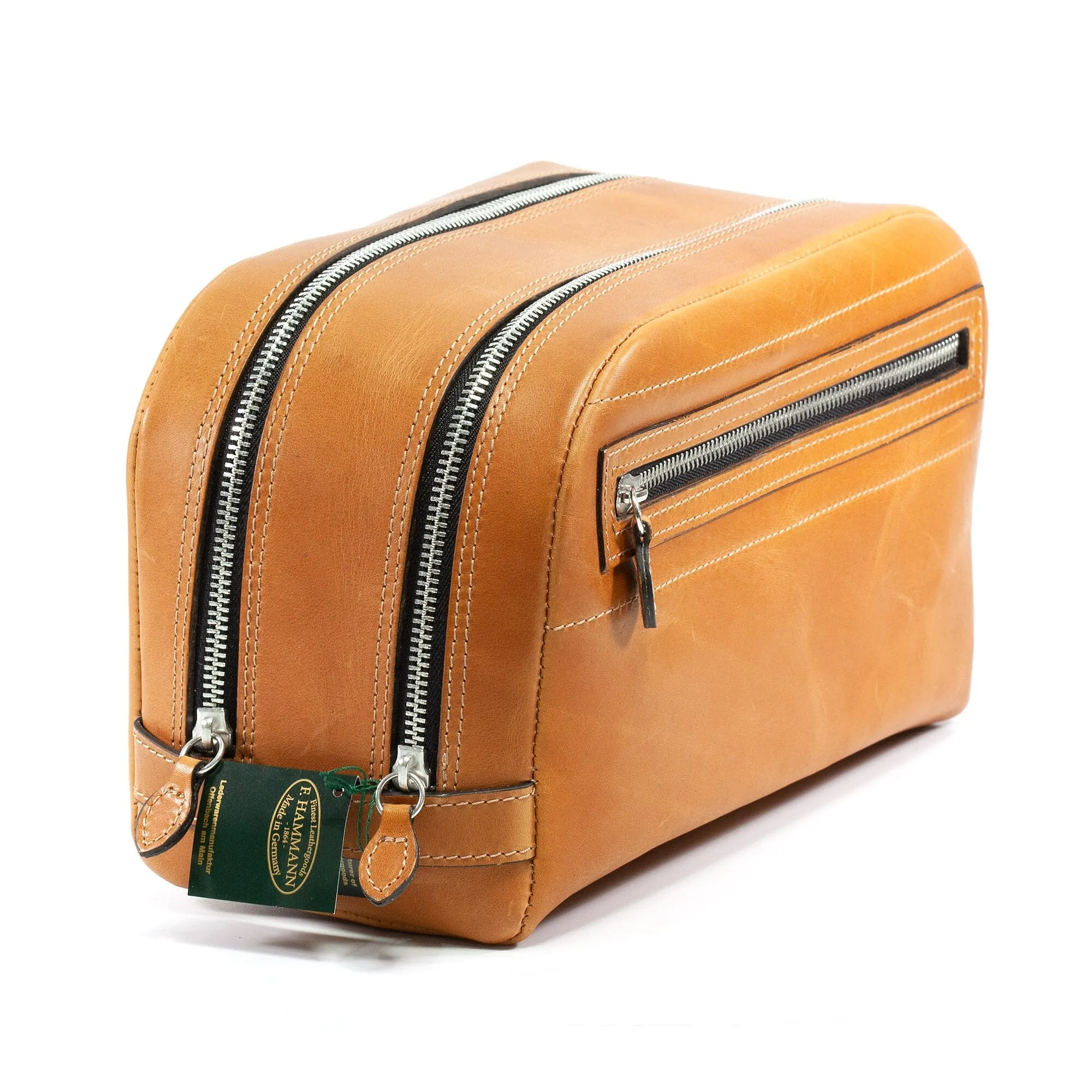 F. Hammann Triple Zip Leather Toiletry Bag