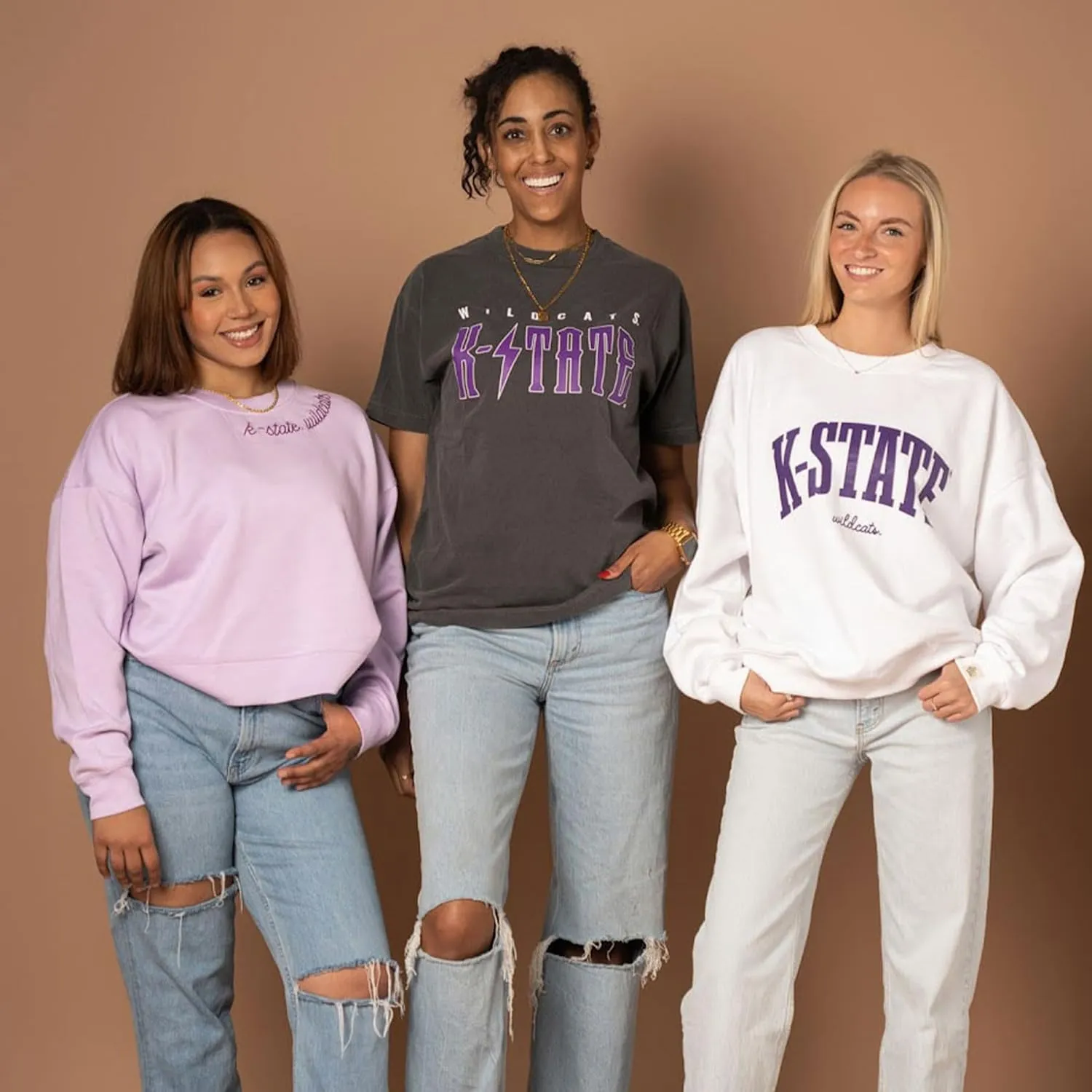 Fan Girl Kansas State Wildcats Collegiate Oversized Crewneck Sweatshirt, K-State Womens Apparel, White, Sizes S-3XL