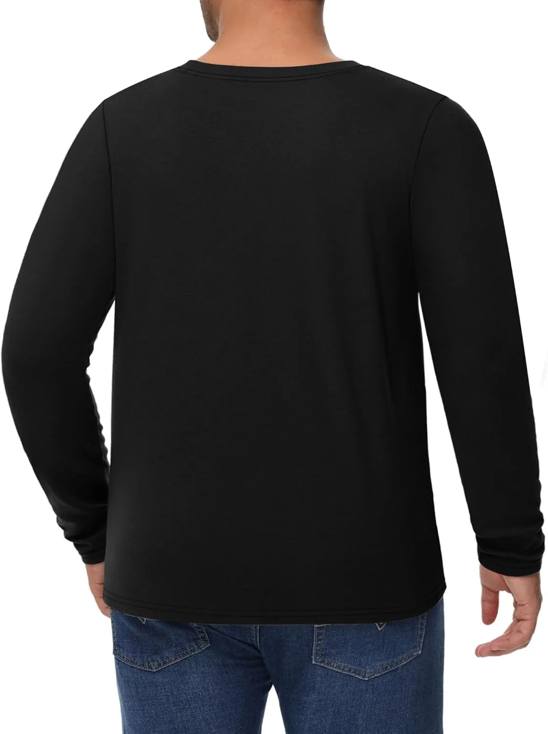 Ficerd 3 Pack Men's Big and Tall Shirts Long Sleeve Cotton Tee Crew Neck Oversize Tops Casual Loose Fit Knitted T Shirts
