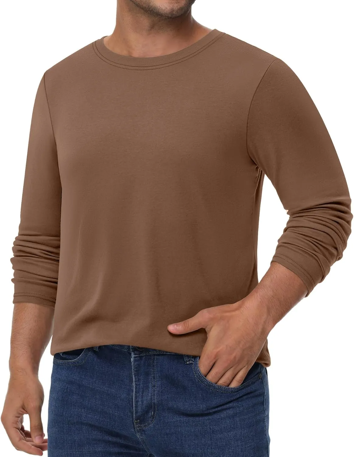 Ficerd 3 Pack Men's Big and Tall Shirts Long Sleeve Cotton Tee Crew Neck Oversize Tops Casual Loose Fit Knitted T Shirts