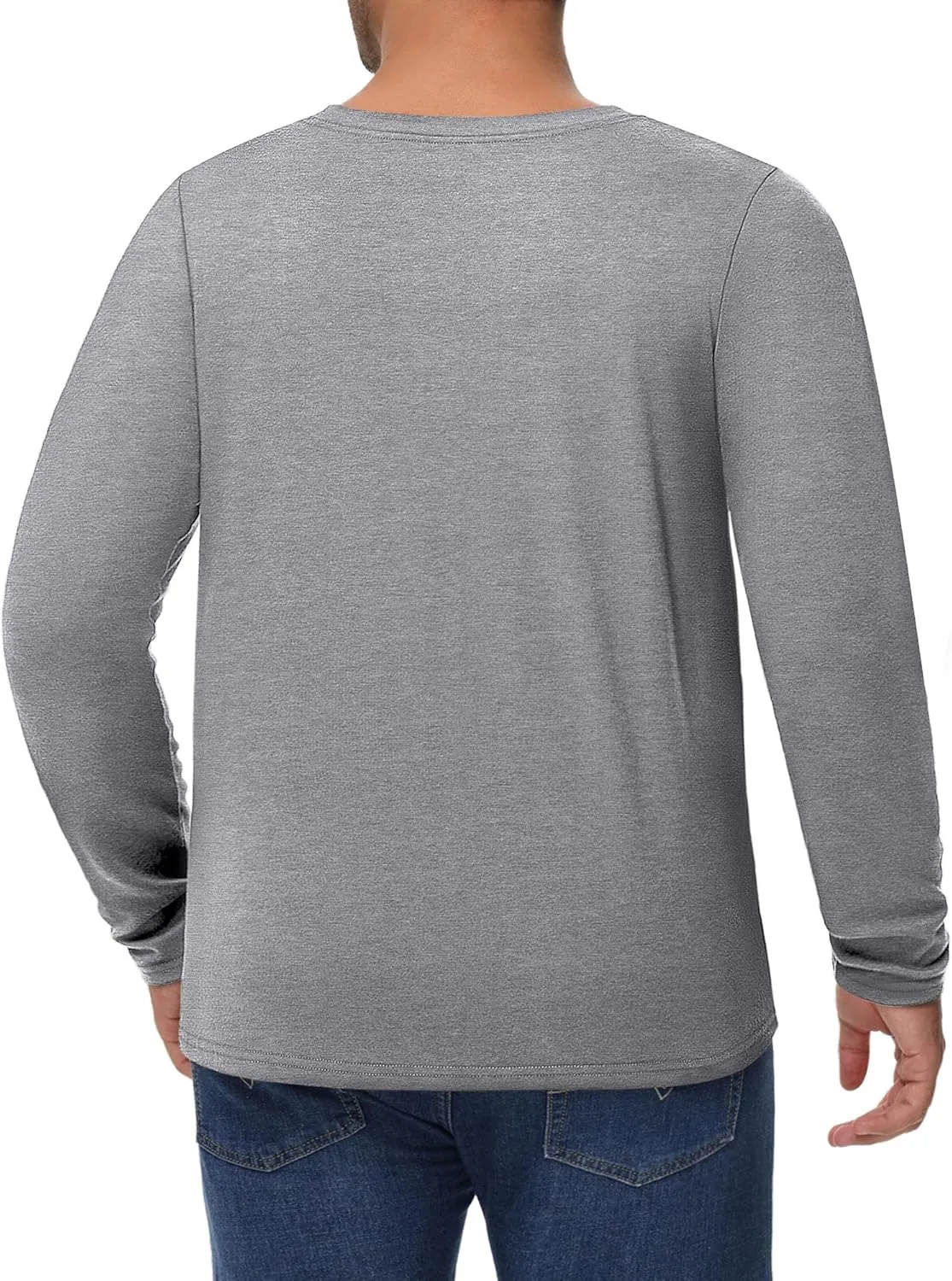 Ficerd 3 Pack Men's Big and Tall Shirts Long Sleeve Cotton Tee Crew Neck Oversize Tops Casual Loose Fit Knitted T Shirts