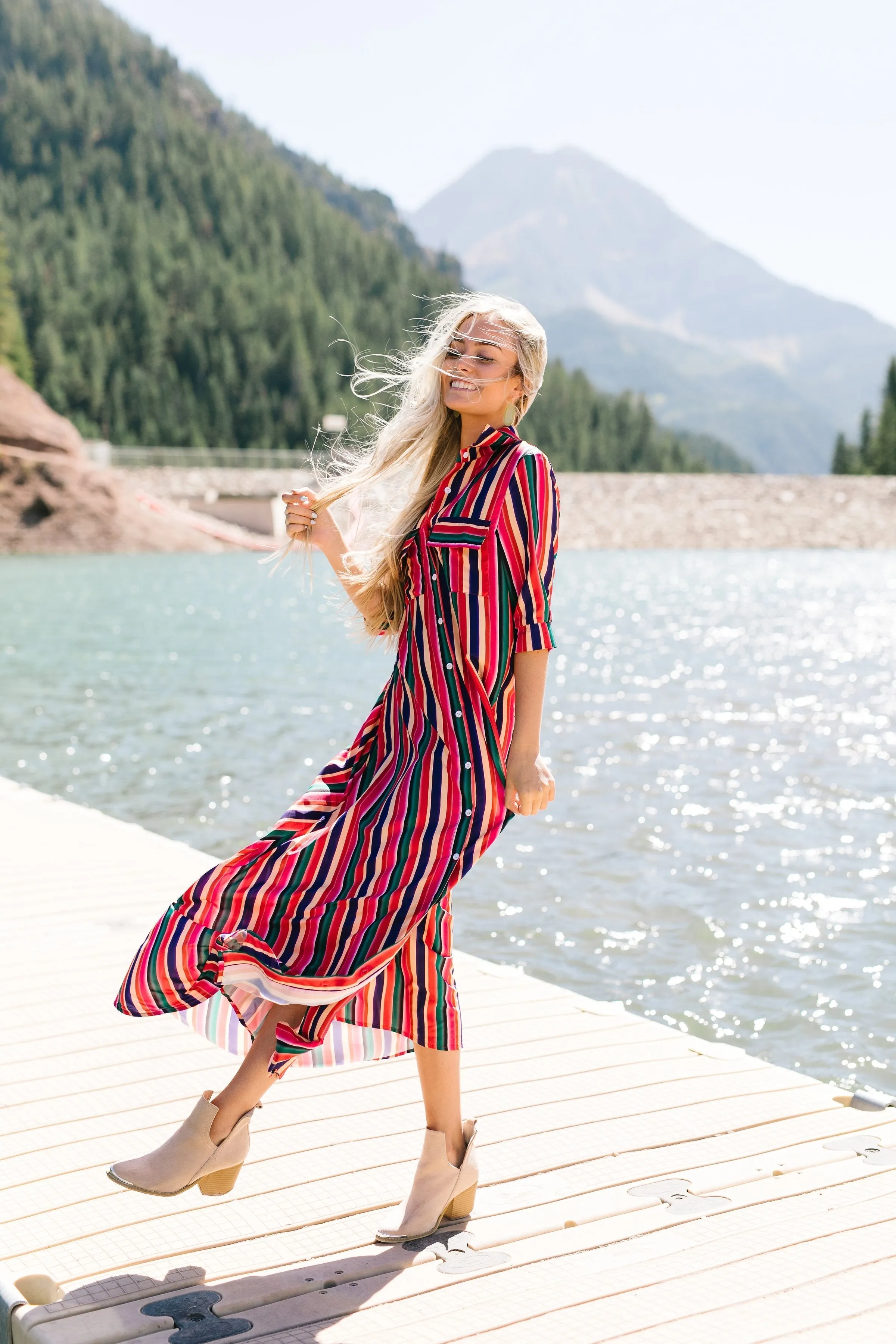 Fiery Fiesta Button-Down Maxi Dress - ALL SALES FINAL