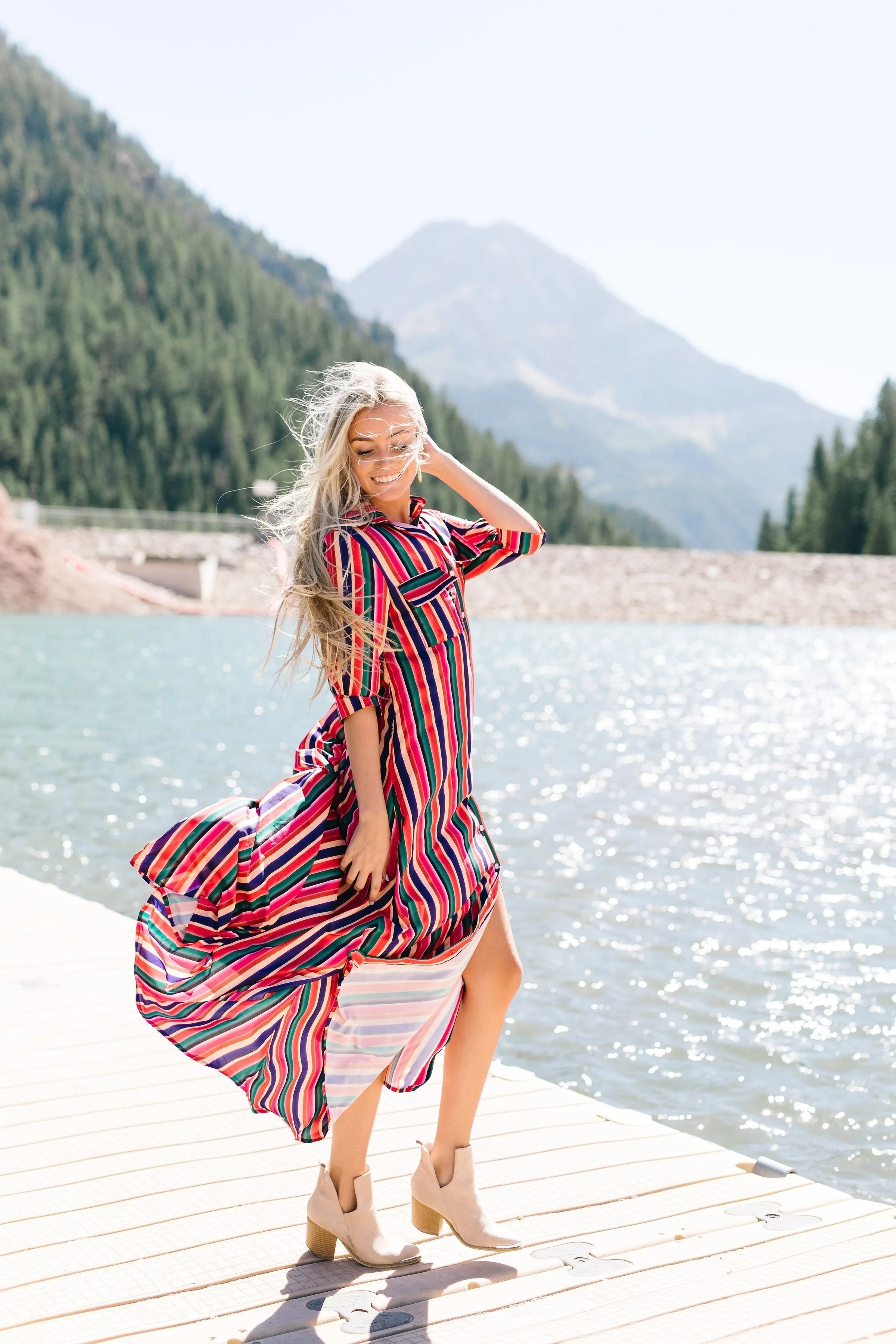 Fiery Fiesta Button-Down Maxi Dress - ALL SALES FINAL