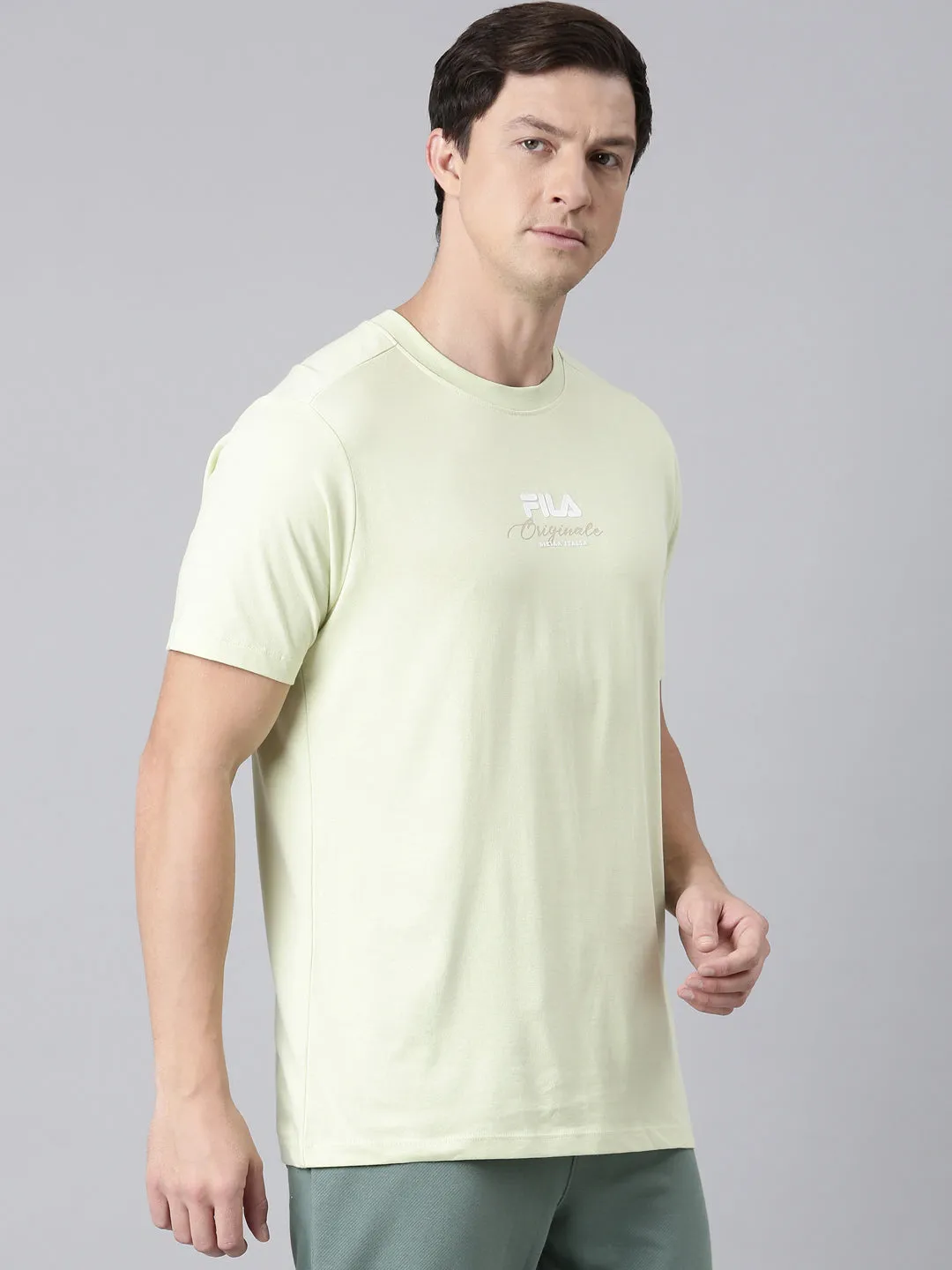 Fila Men Green Round Neck T-Shirts Regular Fit