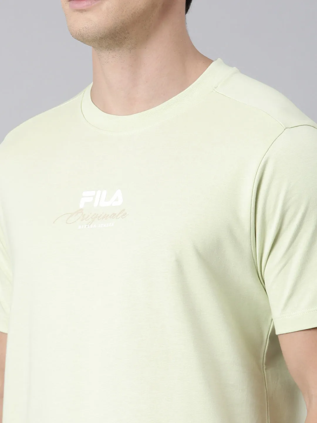 Fila Men Green Round Neck T-Shirts Regular Fit