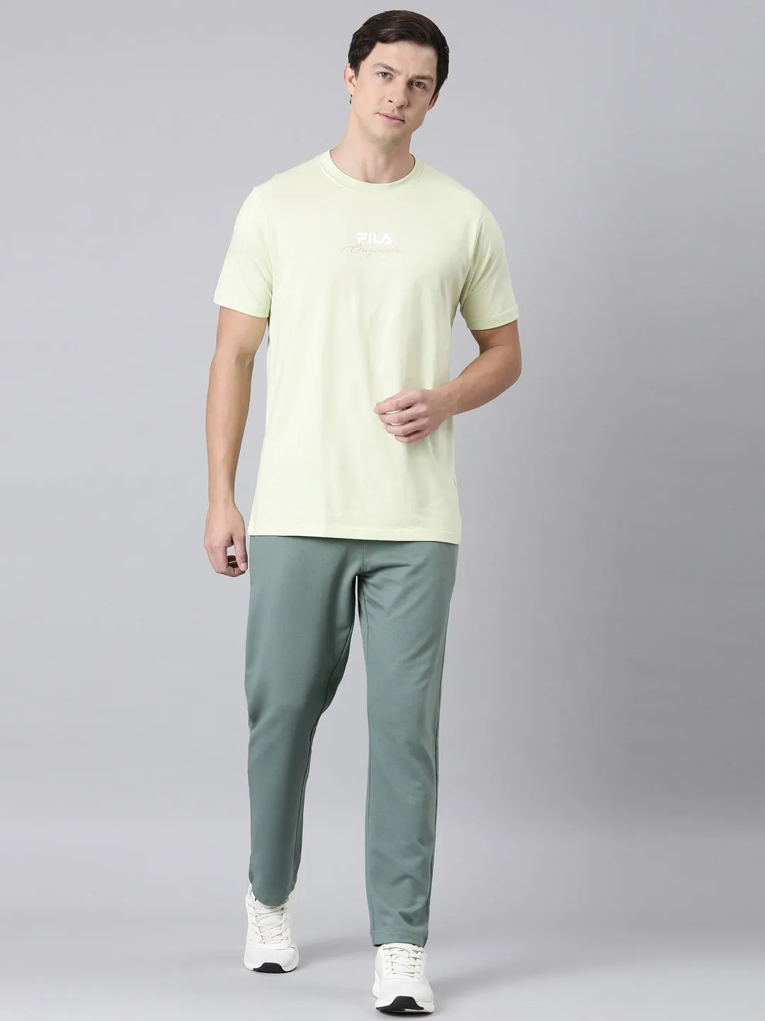 Fila Men Green Round Neck T-Shirts Regular Fit
