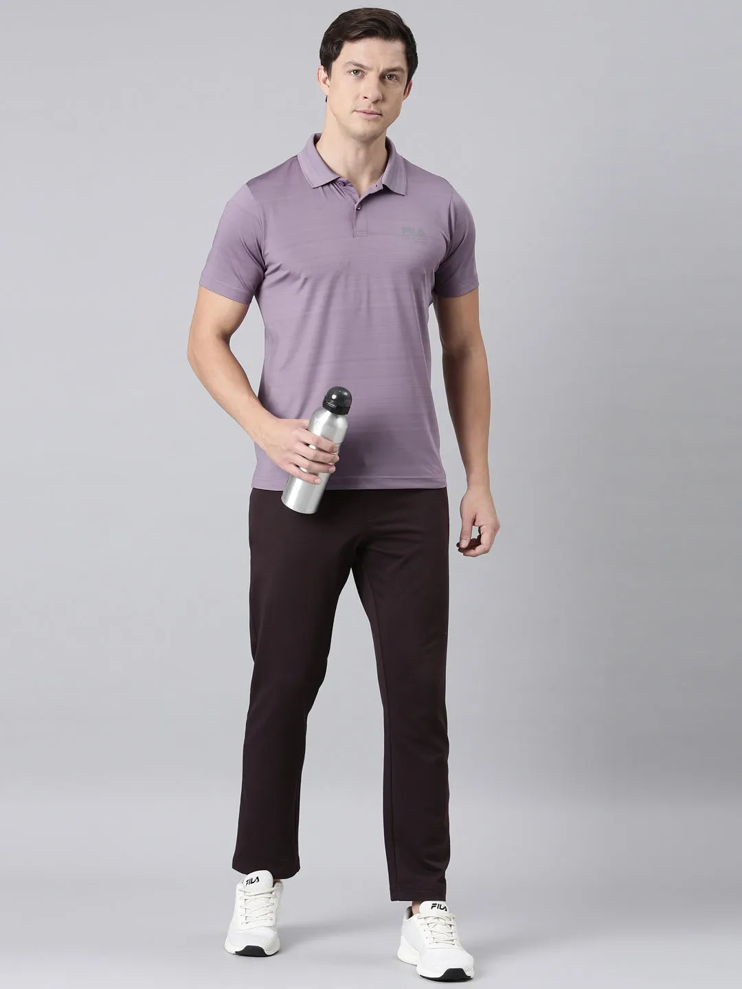 Fila Men Purple Polo Collar T-Shirts Regular Fit