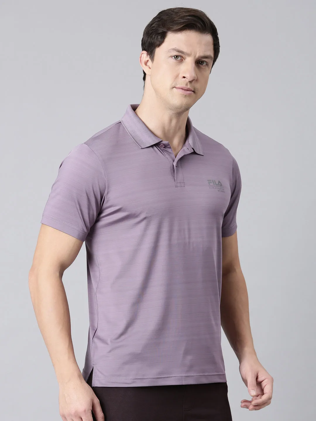 Fila Men Purple Polo Collar T-Shirts Regular Fit
