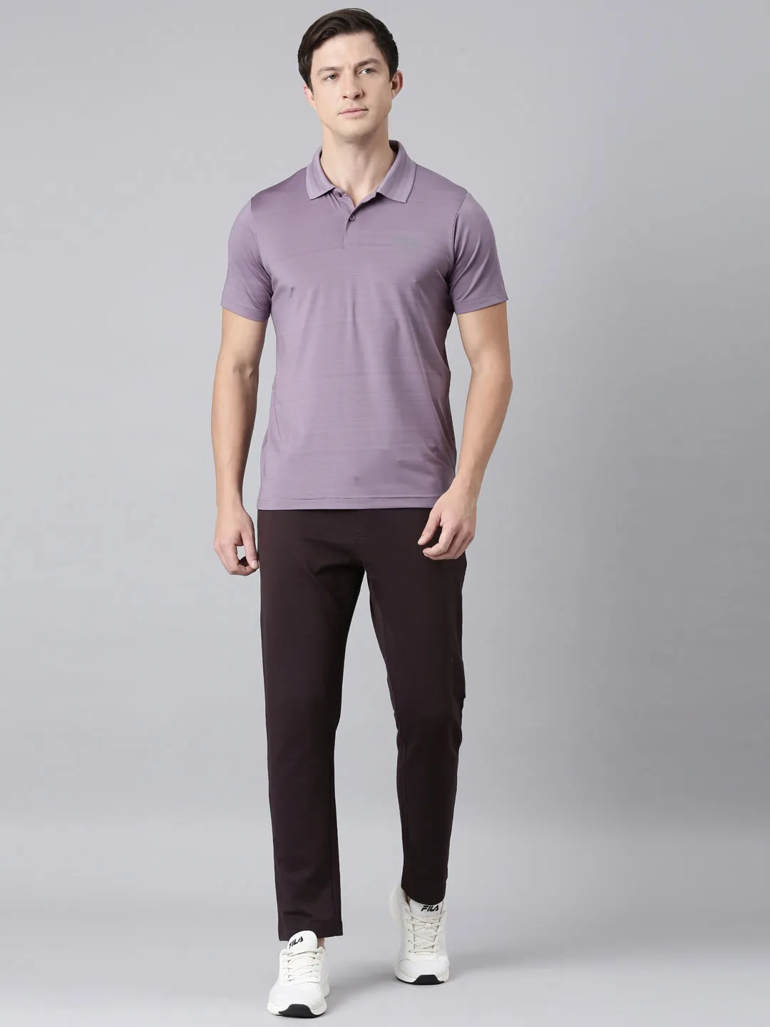 Fila Men Purple Polo Collar T-Shirts Regular Fit