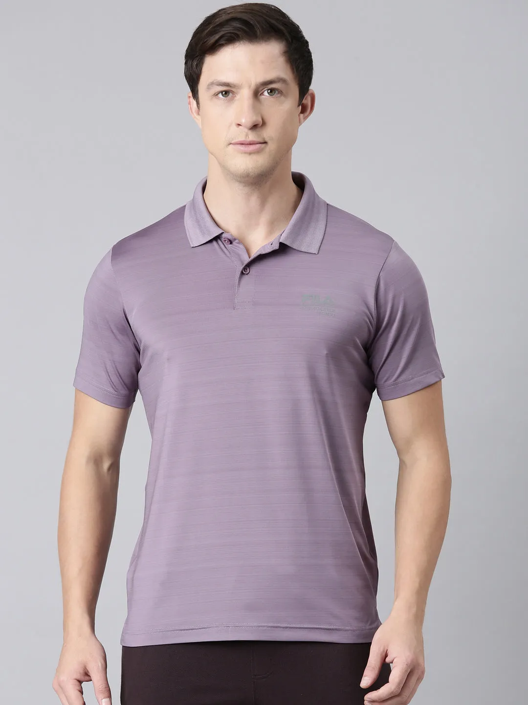 Fila Men Purple Polo Collar T-Shirts Regular Fit