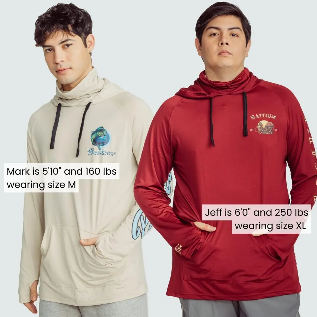Fishing Shirts for Men,UPF50 Hooded Long Sleeve with Gaiter, Sun Protection Dry Fit Apparel, Face Mask, Fishing Clothes