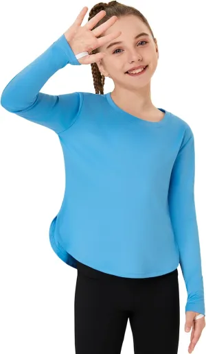 FitsT4 Sports Girls Sun Shirts Long Sleeve Rash Guard UPF 50  UV Protection Swim Tops
