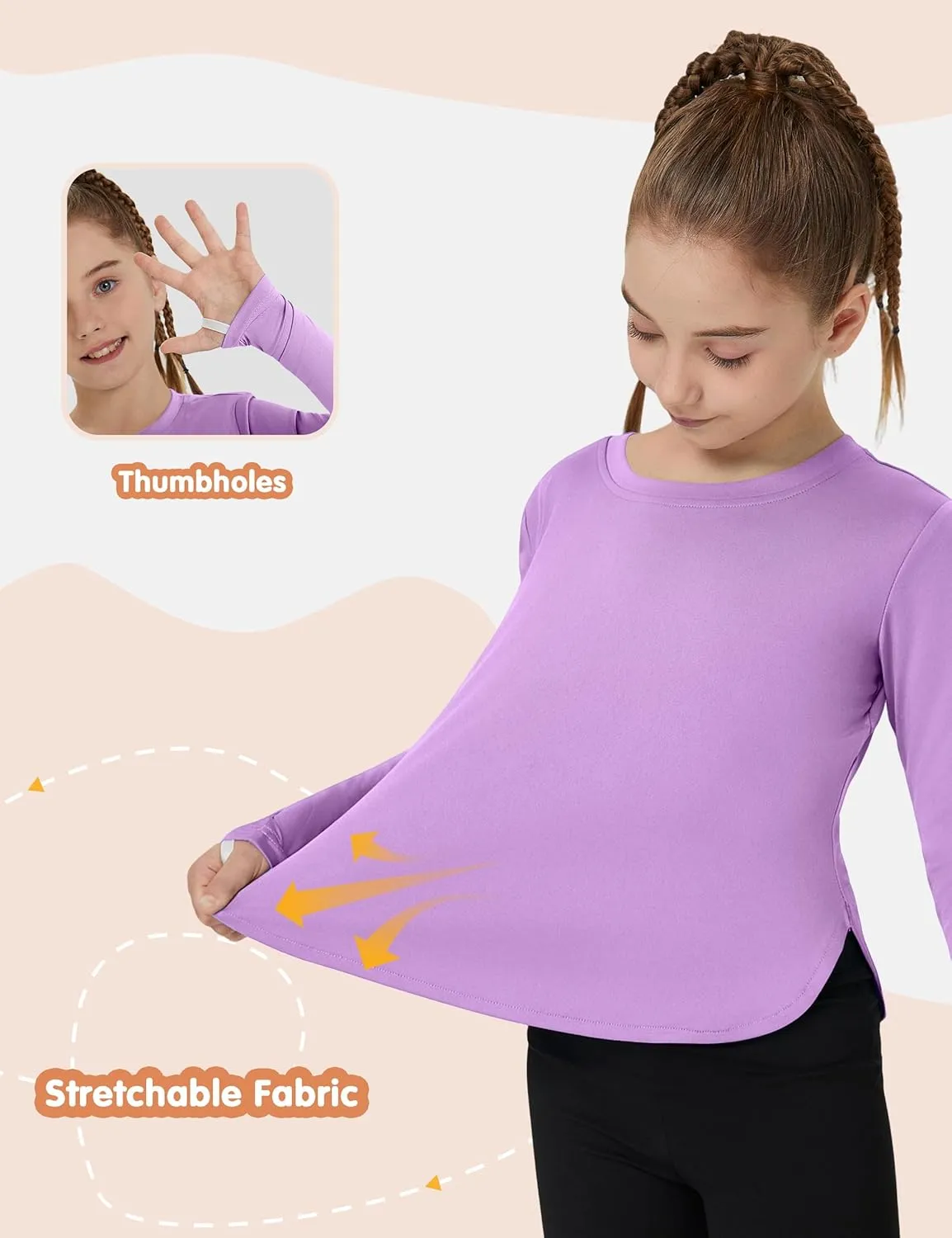 FitsT4 Sports Girls Sun Shirts Long Sleeve Rash Guard UPF 50  UV Protection Swim Tops