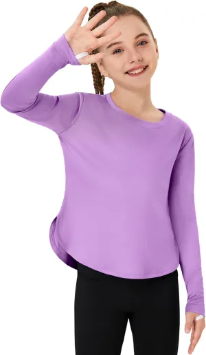 FitsT4 Sports Girls Sun Shirts Long Sleeve Rash Guard UPF 50  UV Protection Swim Tops