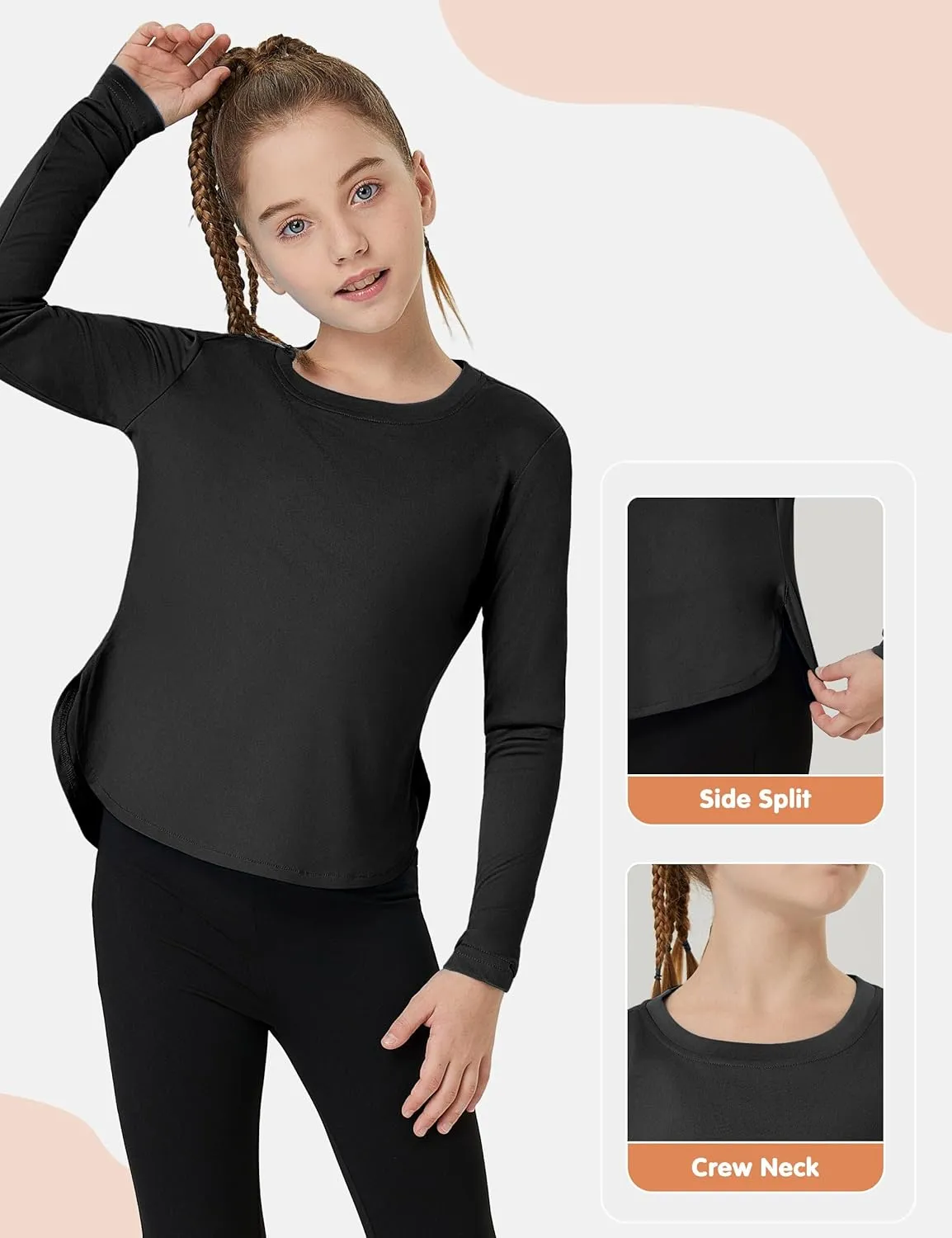 FitsT4 Sports Girls Sun Shirts Long Sleeve Rash Guard UPF 50  UV Protection Swim Tops