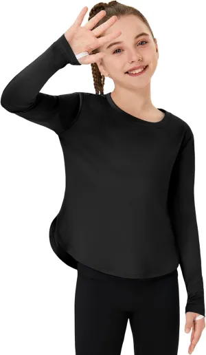 FitsT4 Sports Girls Sun Shirts Long Sleeve Rash Guard UPF 50  UV Protection Swim Tops