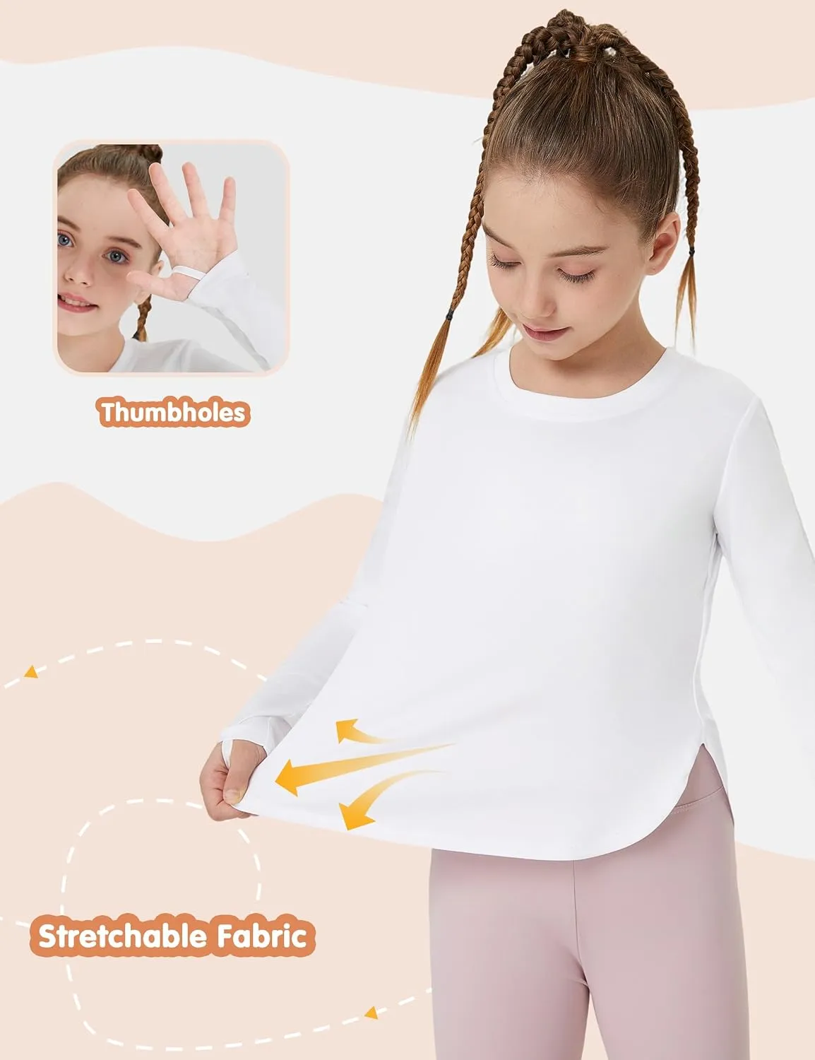 FitsT4 Sports Girls Sun Shirts Long Sleeve Rash Guard UPF 50  UV Protection Swim Tops