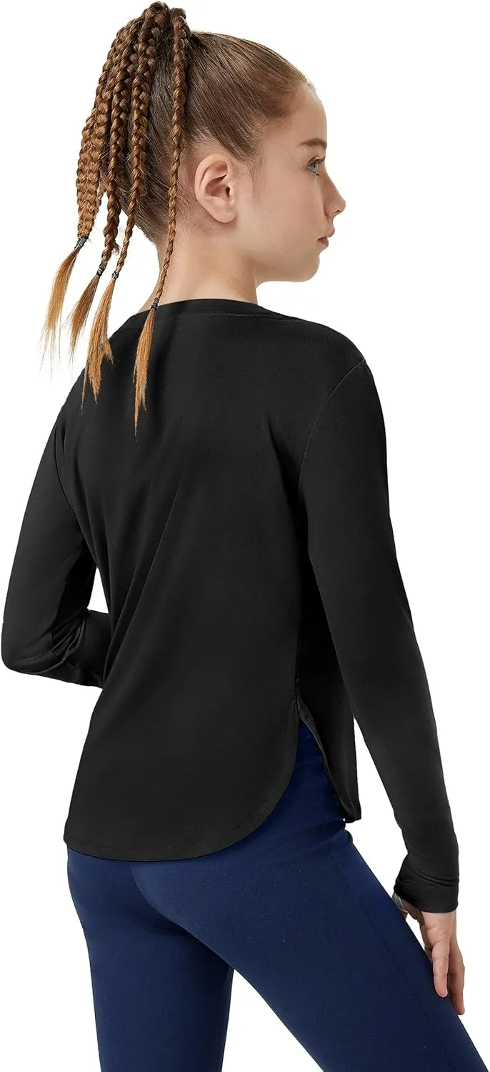 FitsT4 Sports Girls Sun Shirts Long Sleeve Rash Guard UPF 50  UV Protection Swim Tops
