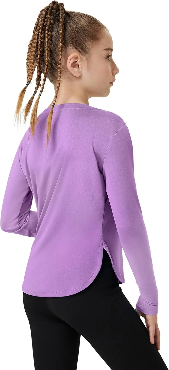 FitsT4 Sports Girls Sun Shirts Long Sleeve Rash Guard UPF 50  UV Protection Swim Tops