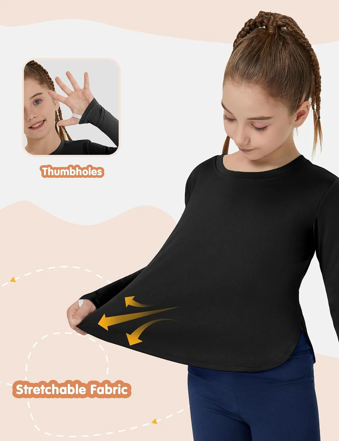 FitsT4 Sports Girls Sun Shirts Long Sleeve Rash Guard UPF 50  UV Protection Swim Tops