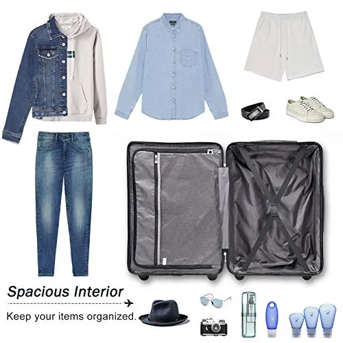 Flieks Luggage Sets 3 Piece Spinner Suitcase with TSA Lock Lightweight 20 24 28 inch (Elegant Blue)