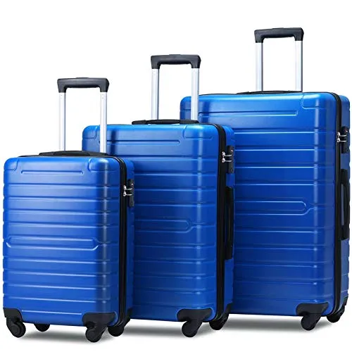 Flieks Luggage Sets 3 Piece Spinner Suitcase with TSA Lock Lightweight 20 24 28 inch (Elegant Blue)