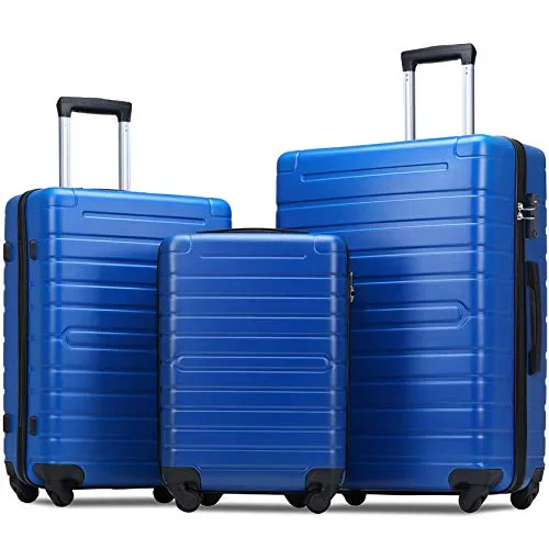 Flieks Luggage Sets 3 Piece Spinner Suitcase with TSA Lock Lightweight 20 24 28 inch (Elegant Blue)