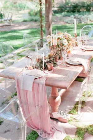 Flowy Chiffon Light Pink Table Runner