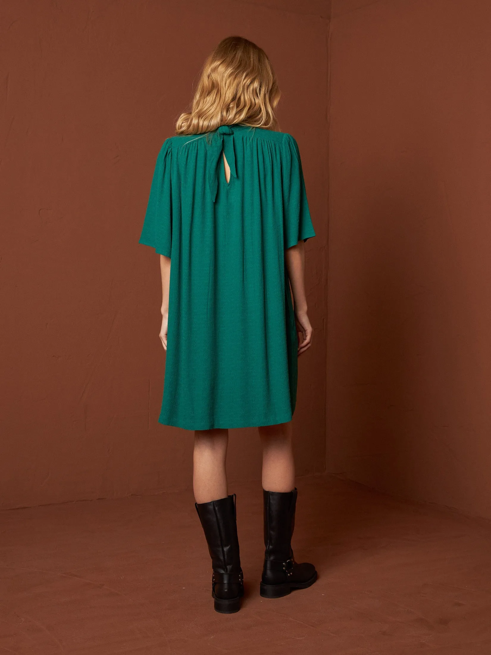 Flowy Short Dress Green