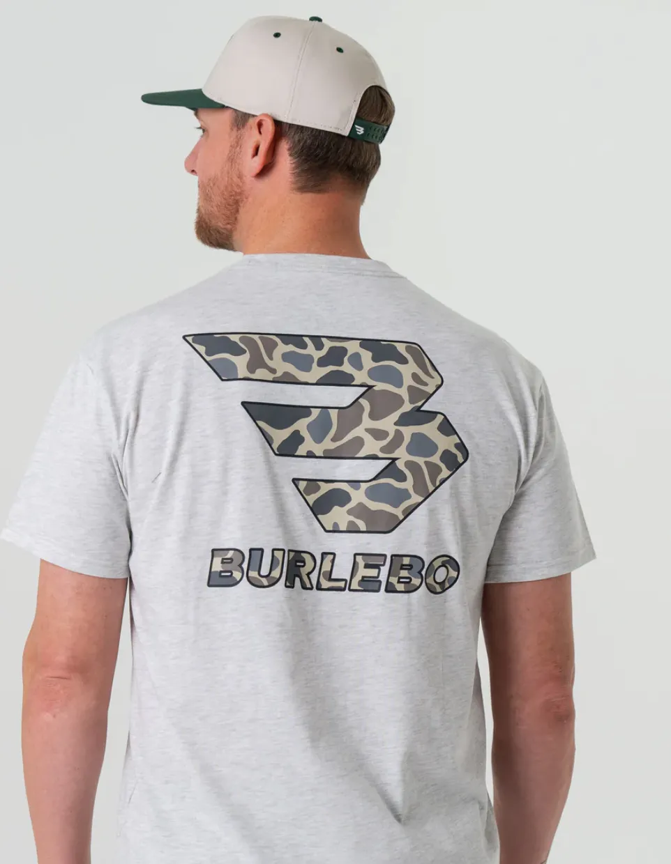 Flying B Deer Camo Logo - Heather Ash Grey