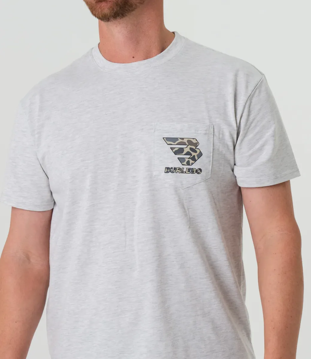 Flying B Deer Camo Logo - Heather Ash Grey