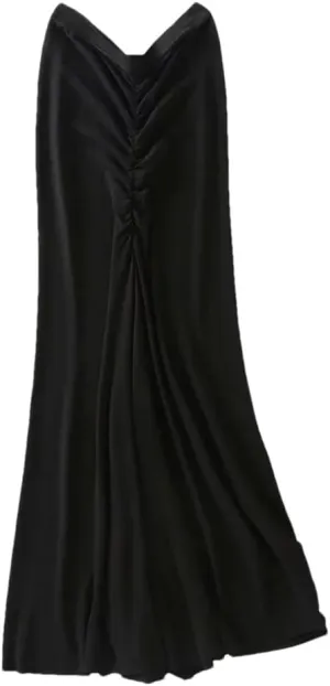 Fnfmrfmr Women's Casual High Waist Pleated Midi Skirts Long Tight-Fitting Hip Slim Elasticity Skirt