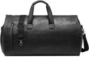 Foldable Garment Bag - Large Suit Bag, Convertible Duffel Bags | Foldable 2 in 1 Leather Dress Suitcase with Multi Compartments, Leather Expandable Garment Bag for Business Trips Vacations